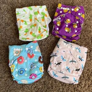 Annababy Cloth Diaper Lot Pocket w/ Inserts Cactus Pineapple Donut Dragonfly
